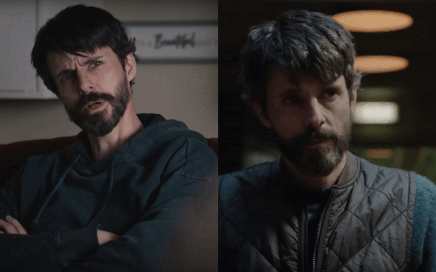Official Netflix poster of Dept. Q featuring Matthew Goode as DCI Carl Morck in a tense, moody setting