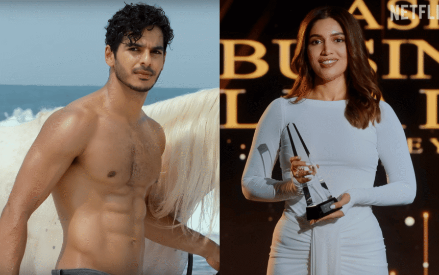 Still from The Royals featuring Ishaan Khatter and Bhumi Pednekar amidst the grandeur of palace life and royal rituals