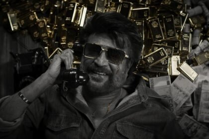 Rajinikanth Coolie poster showing the superstar in a sunset backdrop as countdown to release begins.