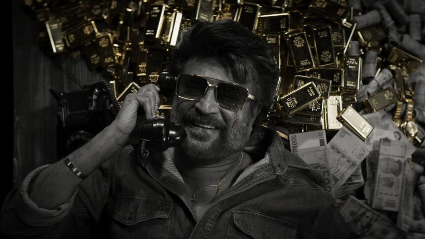 Rajinikanth Coolie poster showing the superstar in a sunset backdrop as countdown to release begins.