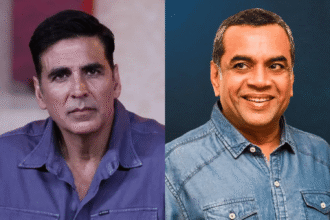 Akshay Kumar and Paresh Rawal facing off with the bold caption “Hera Pheri 3 casting controversy”